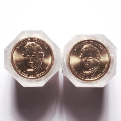 2010 P-D Fillmore Presidential Dollar $20 Rolls PCGS BU FDOI - Image 1 of 2