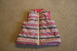 Gymboree Girls Snowflake Print Pink Full Zip Vest Sleeveless Size S 5 – 6 - Picture 1 of 4