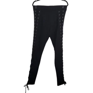 Topshop Womens Black Side Lace Up Leggings Size 12 NWT - Picture 1 of 3