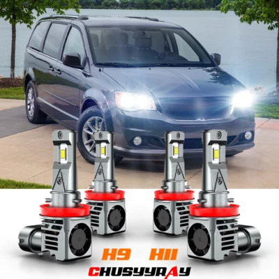 4X LED Headlight Hi/Lo Bulbs For Dodge Grand Caravan 2011-2019 2012 2014 2016 - Image 1 of 4