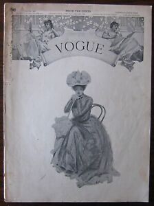 ANTIQUE VOGUE MAGAZINE - JUNE 20, 1901 - 28 PAGES - FASHION ILLUSTRATIONS + ADS