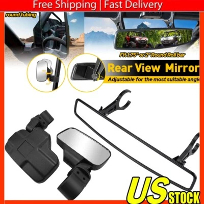 For Kawasaki Mule 3000 3010 4000 4010 UTV Rear-View Wide Center Side Mirrors Set - Изображение 1 из 4