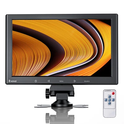 Eyoyo 10in HDMI Monitor 1024x600 Screen VGA AV Display W/ Remote Speaker for Car - Image 1 of 4