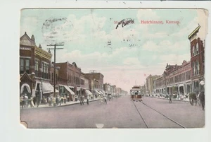 POSTAL STREET SCENE MAIN STREET HUTCHINSON KANSAS - 1909 - Imagen 1 de 2