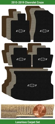 Juego de alfombrillas de lujo personalizadas para Chevrolet Cruze 2015-2019 con logotipo (5 piezas) #CJG Foto 1 de 4