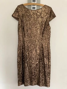 Hobbs Bronze Gold Sequin Dress size 16 - Picture 1 of 2