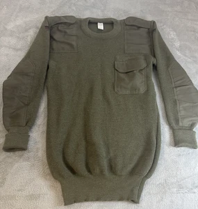 Strum Military Sweater Commando Wool Blend Green Elbow Patch Mens Large Euro. 52 - Picture 1 of 12