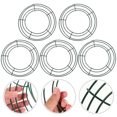 5 Pcs Iron Wire Wreath Frames Green Color for Wreath Making Supplies - image 1 of 4