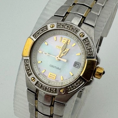 Seiko Coutura Quartz Watch 7N82-0CG0 Women 100m Sapphire Diamonds New Battery 6" - Image 1 of 4