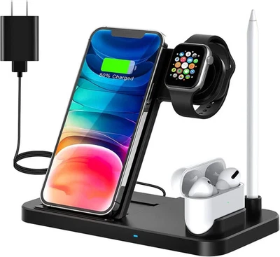 Wireless Charging Station - 4 in 1 Wireless Charger Charging Stand - Image 1 of 3