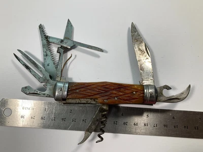 Navaja de Bolsillo Multiherramienta Stellar Bone Boy Scout Japón De Colección Años 60’s Foto 1 de 3