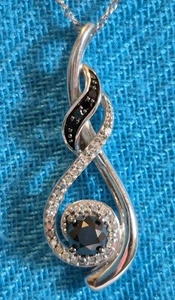10k White Gold Necklace With Diamonds - Picture 1 of 10