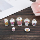 7Pcs 1:12 Dollhouse Miniature Porcelain Flower Vase Dolls House Accessor-LOB `jm