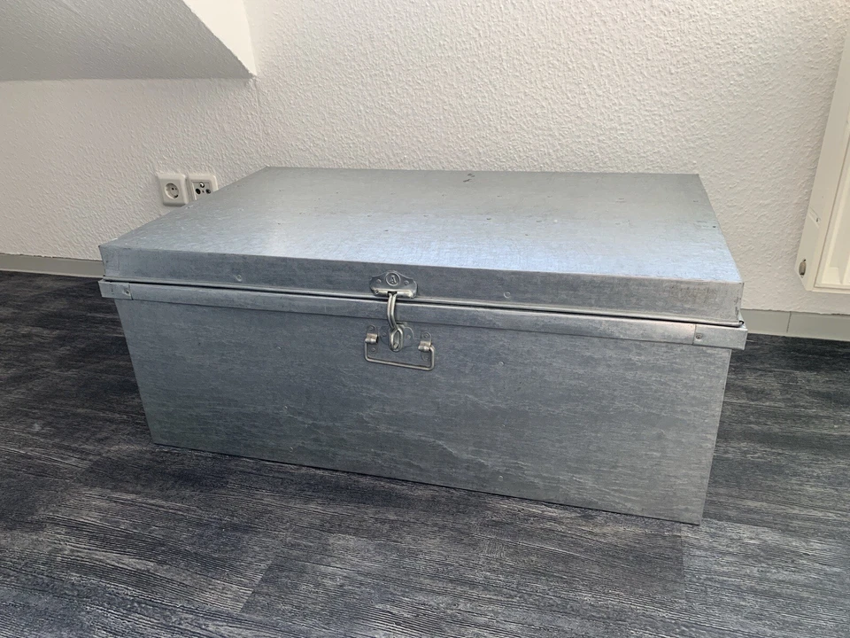 Metall Truhe mit Verschluss in der Farbe Silber mit Muster - Bild 1 von 4