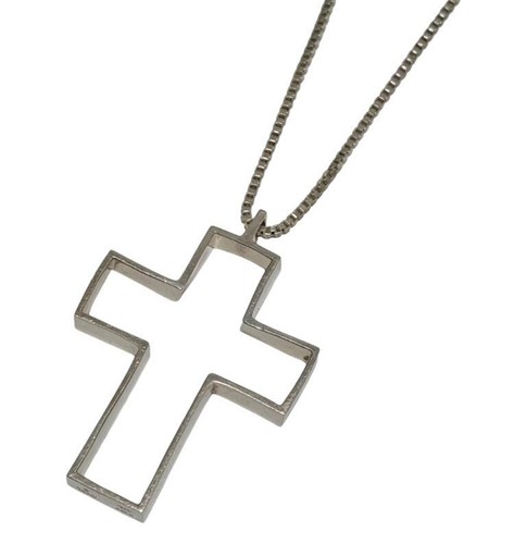 Gucci Collana Ciondolo Croce Fustellata Grande SV925 Rosario Croce Aperta Argento