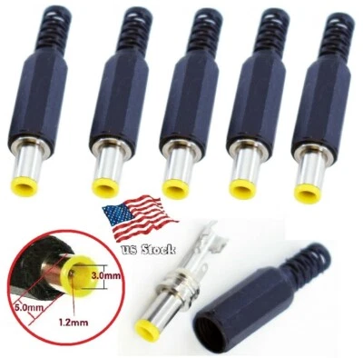 Paquete de 5 conectores de enchufe macho con punta de barril de soldadura de 5,0 x 3,0 x 1,2 mm de alimentación de CC 5,0x3,0 x 1,2 mm Foto 1 de 4