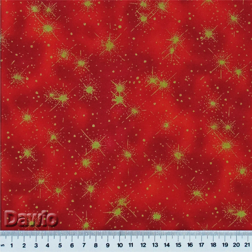 FABRIC FREEDOM Goldene Sterne auf rot "Magical Christmas" Schick Patchwork Deko Stoff €15,00/M