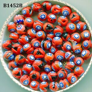 Vintage Millefiori Beads Venetian Murano  7mm Art Glass Assorted Colors B1452B