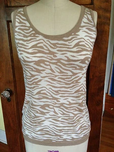 Calvin Klein Women's M Cotton Blend Tan Animal Print Tank - Picture 1 of 8