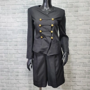 Vintage 90s Carlisle Sport Size 2/4 Black Silk Short Suit Career Cas Set Outfit - Picture 1 of 12