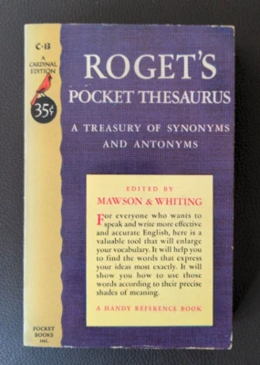 1953 Roget's Pocket Thesaurus A Treasury of Synonyms and Antonyms Mawson - Image 1 of 3