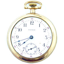 WALTHAM WHITE DIAL GOLD PLATED POCKET WATCH FOR PARTS OR REPAIR