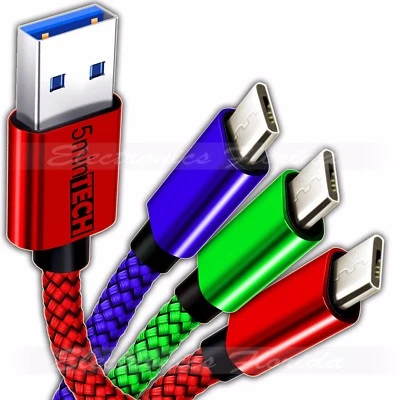 3-PACK Micro USB Nylon Braided USB Data Sync Charger Charging Cable Cord - Image 1 of 2
