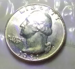 1981 P WASHINGTON QUARTER IN CELLO SEALED ERROR FILLED P DATE ON RIM. P19F - Picture 1 of 7