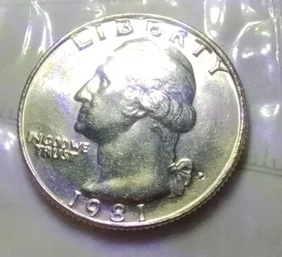 1981 P WASHINGTON QUARTER IN CELLO SEALED ERROR FILLED P DATE ON RIM. P19F - Image 1 of 4