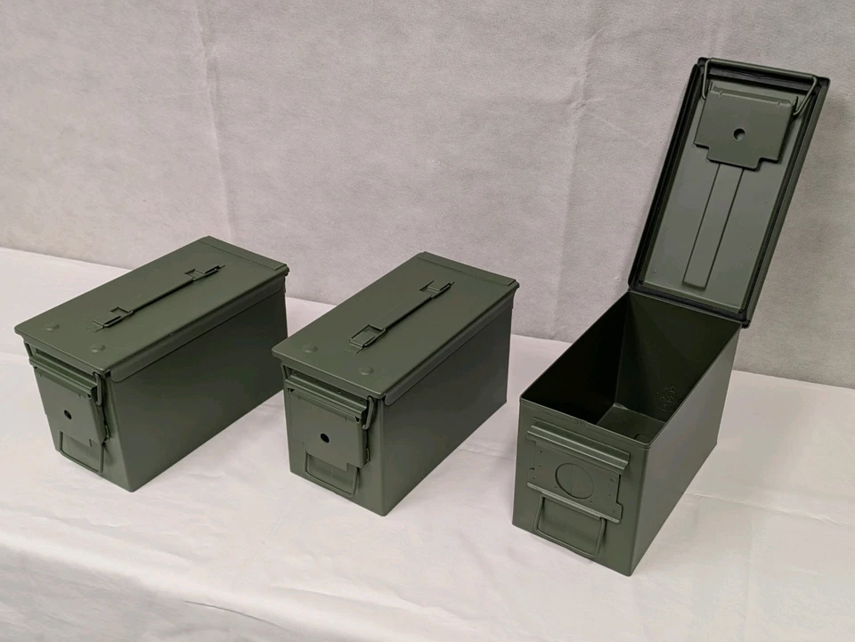 50 Cal Metal Ammo Box Military Storage Container Genuine Army M2A1 Can - NEW - Image 1 of 4