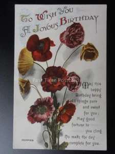 Poppy Postcard: To Wish You A Joyous Birthday c1920 by Valentine's - Picture 1 of 2