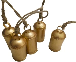 5-Inch Rustic Gold Tin Cow Bells – Cylindrical Christmas Tree Craft Decorations, - Picture 1 of 4