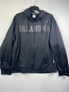 Nike Mens Jacket OU Oklahoma Sooners Full Zip Hoodie Therma-Fit Black Medium - Picture 1 of 8