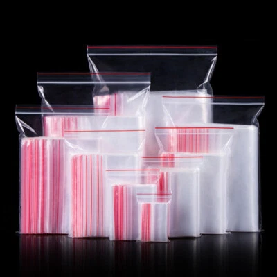 100x Clear Grip Press Seal Resealable Poly Zip Lock Plastic Bags 4x6 To 10x15cm - Image 1 of 4