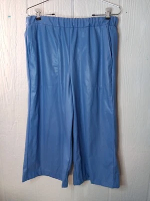 Calça Bailey 44 Capri Feminina S Azul Perna Larga Couro Sintético Bolsos EUA - Imagem 1 de 4