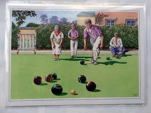A Nice Game of Bowls Greeting Card - Lawn Bowls Sport Art 8"x6" - Picture 1 of 1