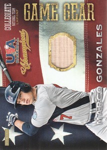 2013 Panini USA Baseball Champions Game Gear Bat #6 Marco Gonzales Team USA