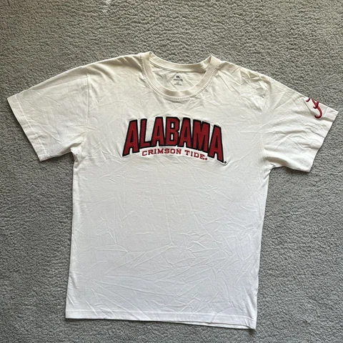 Alabama Crimson Tide Shirt Adult Large White Red Logo Sewn Knights Apparel Mens* Cover