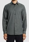 $226 Theory Men's Gray Irving Cotton Slim Plaid Flannel Button-Up Shirt Size M