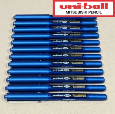 12 x Uni-ball Eye Pigment Ink Roller Ball Pen Blue 0.38mm Ultra Micro UB-150 - image 1 of 4