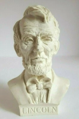 Estatuilla de mármol blanca busto presidencial Abraham Lincoln 1997 hecha en EE. UU. Foto 1 de 4