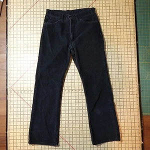 Vintage Levi’s 517 Saddleman Bootcut Corduroy Pants Black 28x29 White Tab 70s - Picture 1 of 7