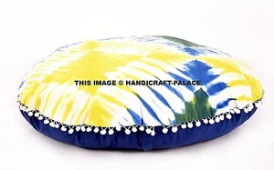 Indian Mandala Tie Dye Shibori Round Cushion Covers Floor Pillow Ottoman Pouf - Picture 1 of 3