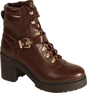 Guess Canaly Women's Lug Sole Ankle Boot Brown Faux Leather US Size 8 M - Picture 1 of 5