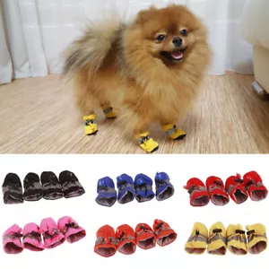 4Pcs Anti Slip Protective Dog Shoes Rain Boots Socks Winter Outdoor Soft Booties - Picture 1 of 54