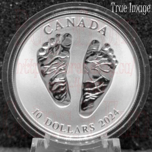 Born in 2024 Welcome to the World Baby Feet $10 Silver Coin in Gift Box Canada - Picture 1 of 4