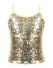 Girls Sparkle Sequins Camisole Shirts Dance Tank Tops Stage Performance Costume
