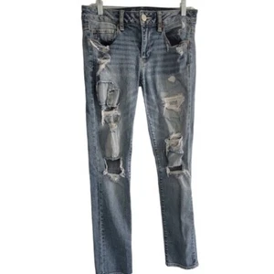 American Eagle Distressed Super Stretch Skinny Jeans Size 8 - Picture 1 of 2