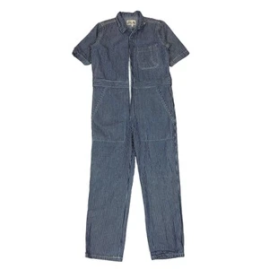 Hey Gang Striped Engineer Short Sleeve Jumpsuit Coveralls Youth Kids 8/9 - Picture 1 of 11