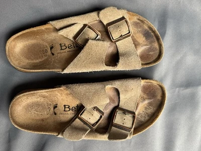 Betula Womens Size 8 Suede Leather Buckle Strap Sandals Khaki - Image 1 of 4